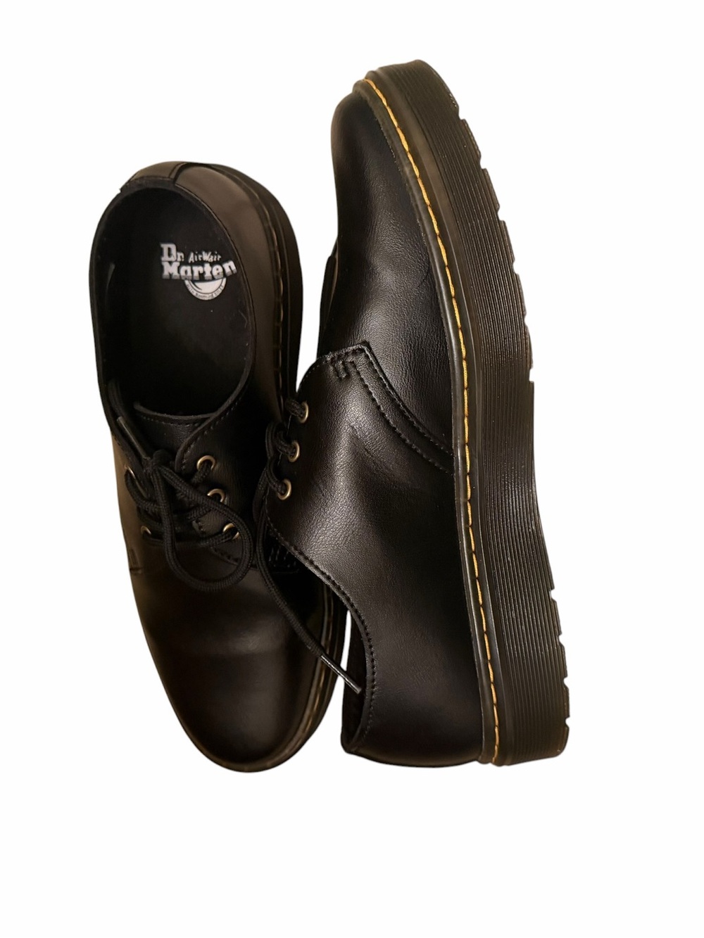 Brand New Dr. Martens Black Leather 3-Eye Oxford with Yellow Stitching